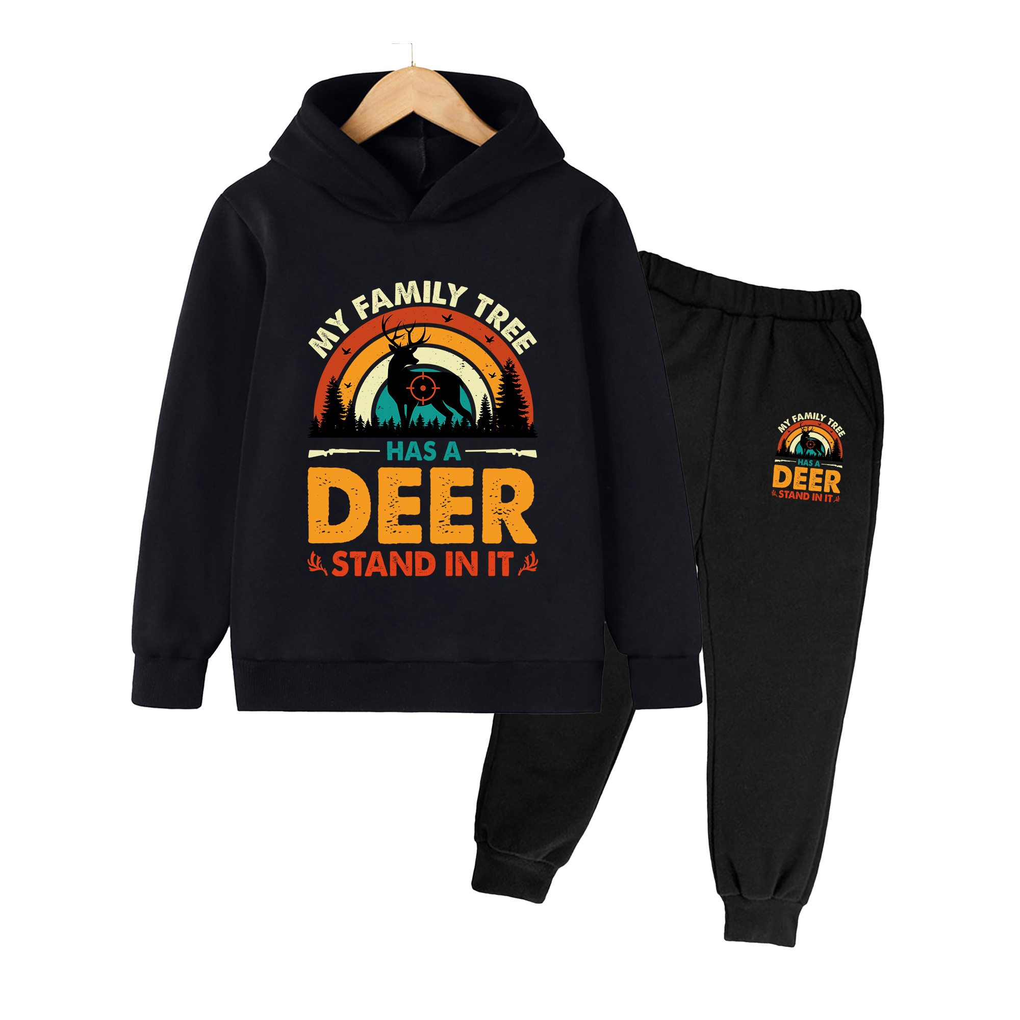 Hunting Outdoor Boys - Çocuklar için Kapüşonlu Üst ve Eşofman