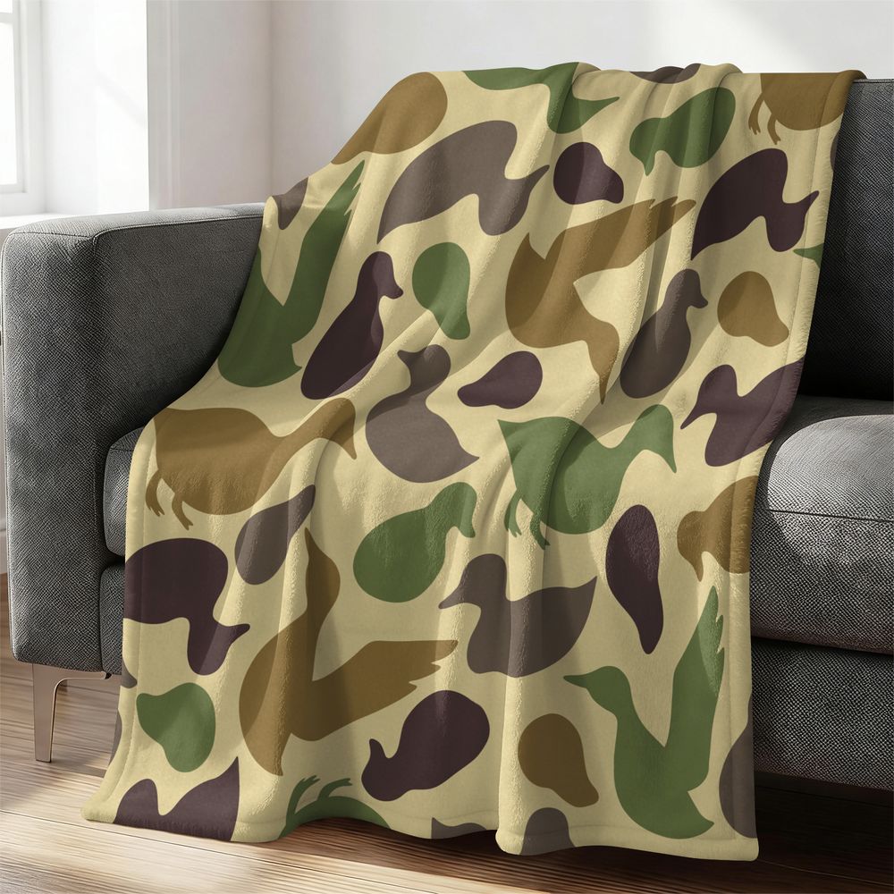 Outdoor Hunting Blanket - Ördek Desenli Flanel Battaniye Yumuşak Rahat